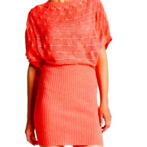 NWT VERTIGO Dolman Sleeve Knit Dress IN CORAL